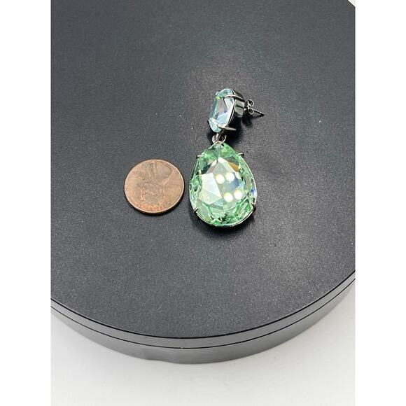 Alexis Bittar Black Gunmetal Blue Green Crystal Large Teardrop *Single Earring - Picture 7 of 10